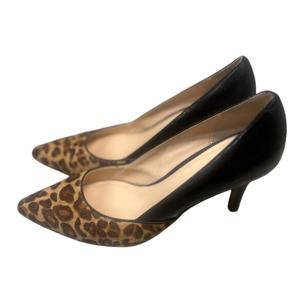 Cole Haan Womens Leopard Print Leather‎ & Fur Pointed Toe Pumps Size 8B - Picture 2 of 5